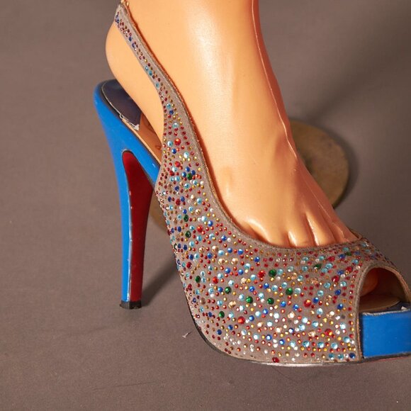 Christian Louboutin Crystal Sparkle Sling Back Heels - Picture 16 of 16